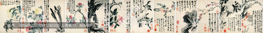 石濤,花卉冊頁,未分層