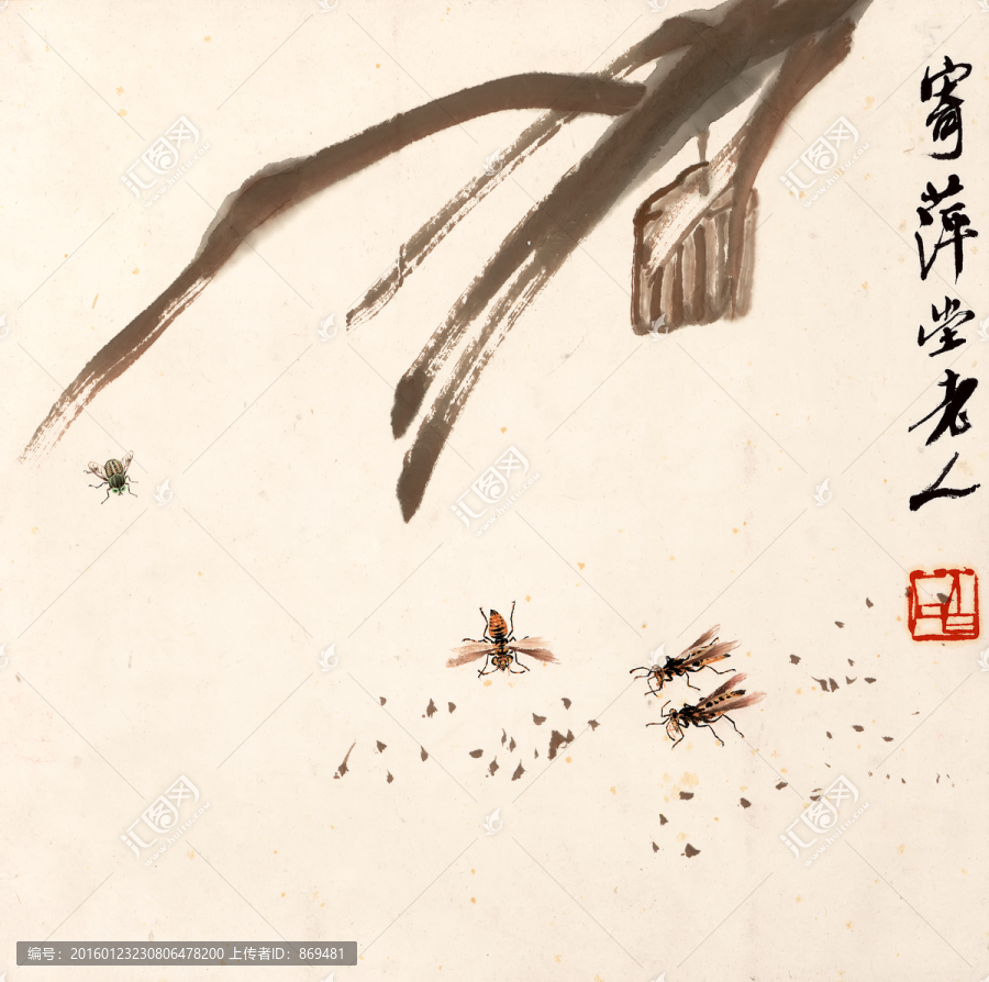 齊白石,多蜂圖,未分層