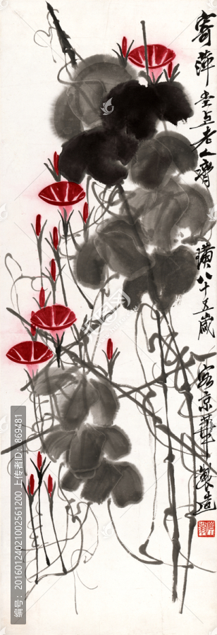 齊白石,牽牛花,未分層
