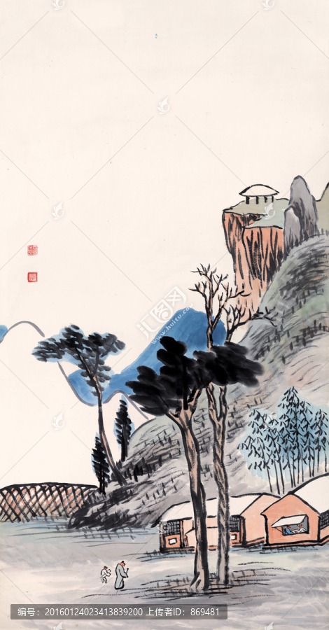 齊白石,設(shè)色山水圖,未分層