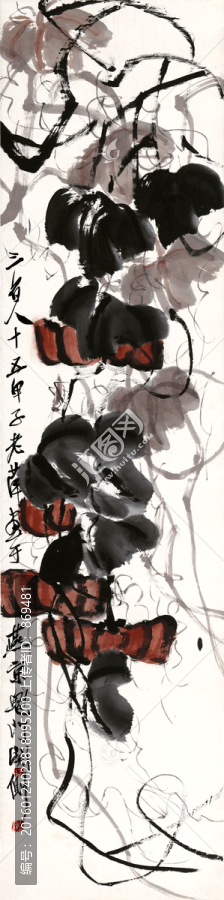 齊白石,設(shè)色瓜軸,未分層