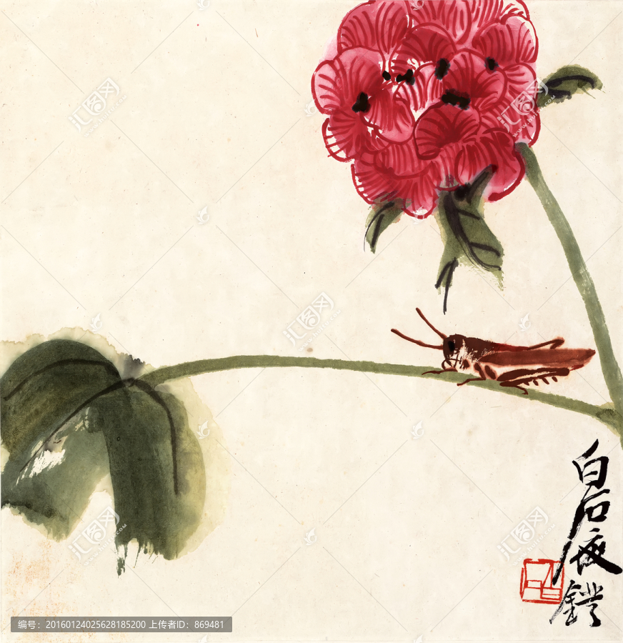 齊白石,蚱蜢圖,未分層