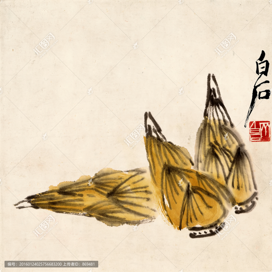 齊白石,竹筍圖,未分層
