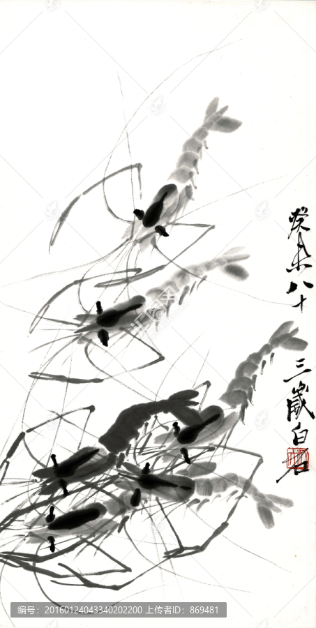 齊白石,蝦,未分層
