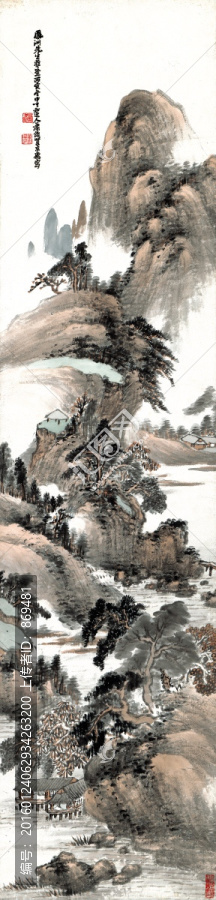 蕭俊賢,仿王蒙溪山雨意圖未分層