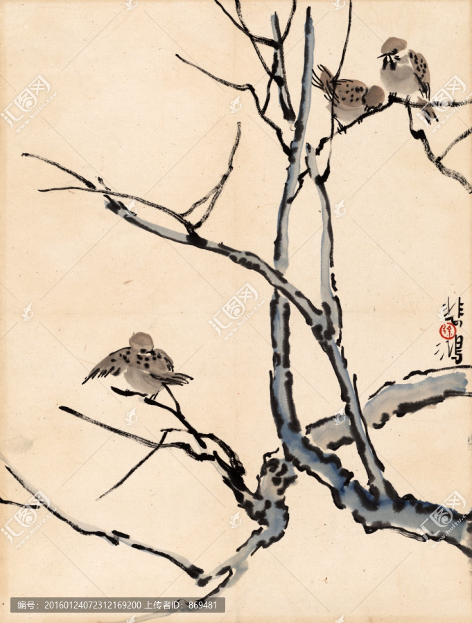 徐悲鴻,花鳥冊(cè)頁,未分層