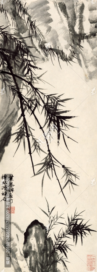 徐悲鴻,竹石圖,未分層