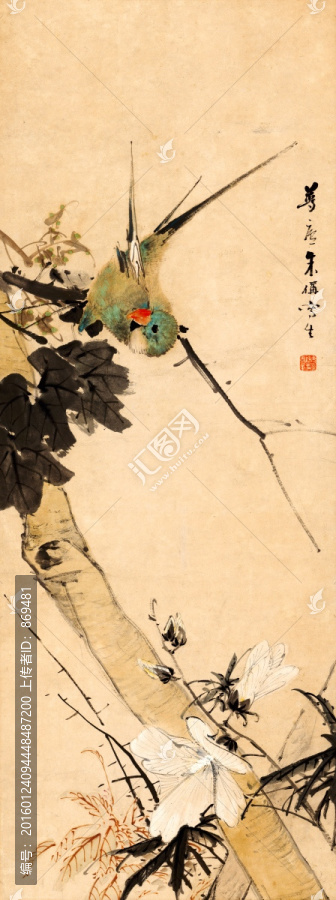 朱夢廬,花鳥百哥圖,未分層