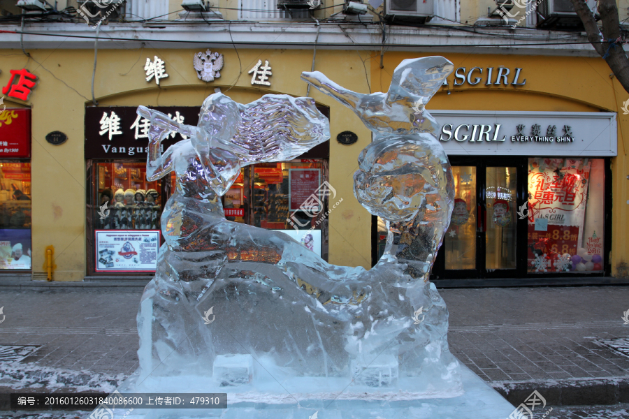 哈尔滨市,中央大街,雕塑,冰雕