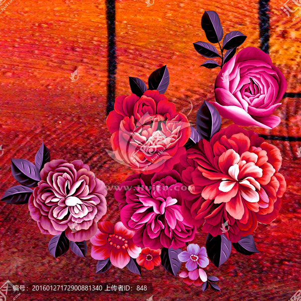 油畫,花