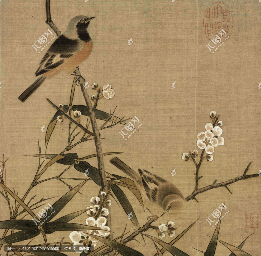 梅竹雙雀圖,未分層
