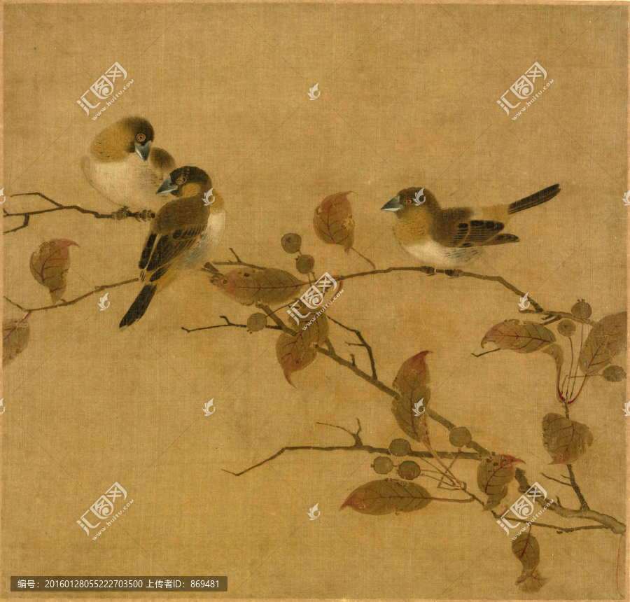 霜柏山鳥圖,未分層