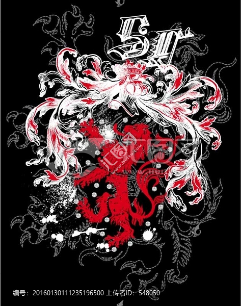 獅子,藤蔓花,字母