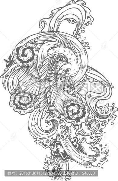 海浪祥云喜鵲