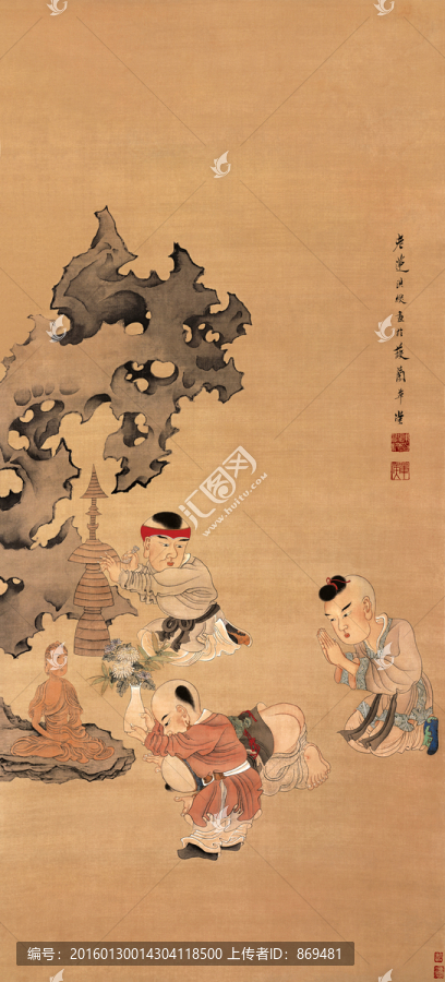 陳洪綬,童子禮佛圖,未分層