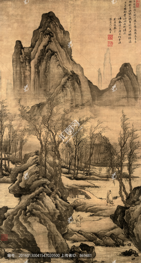 唐寅,步溪圖,未分層