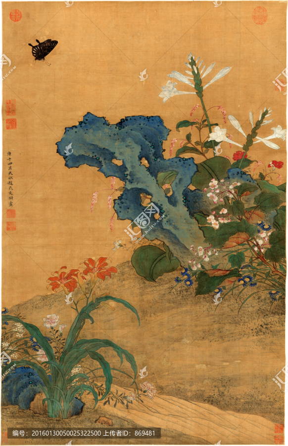 文俶,秋花蛺蝶圖,未分層