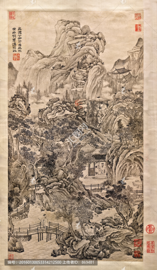 謝時(shí)臣,仿王蒙山水圖,未分層