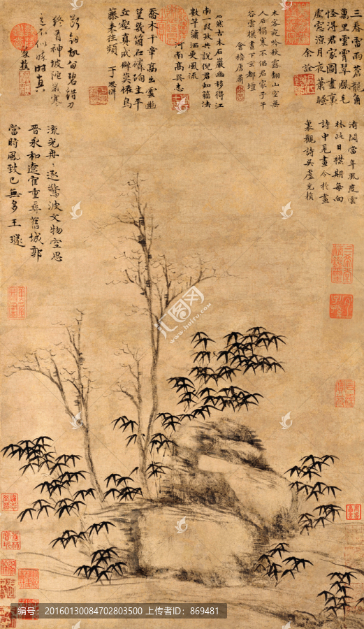 倪瓚,古木竹石圖,未分層