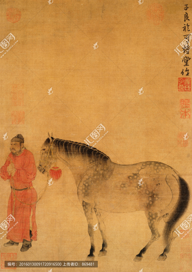 任賢佐,人馬圖軸,未分層