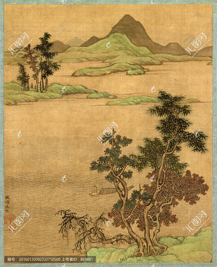 盛懋,山水圖,未分層