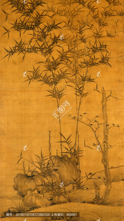 竹石圖軸,未分層