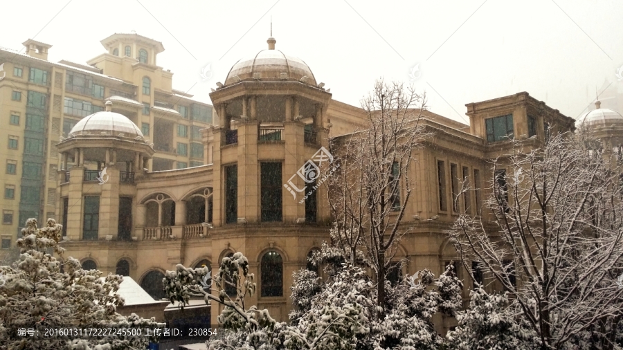 建筑雪景,欧式建筑