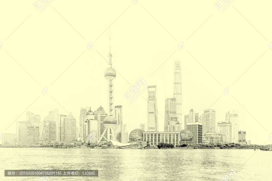 上海風(fēng)光線描,（未分層）