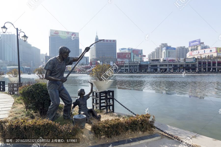 潍坊风光,城市雕塑,钓鱼