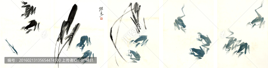 齊白石,魚蝦冊頁,未分層