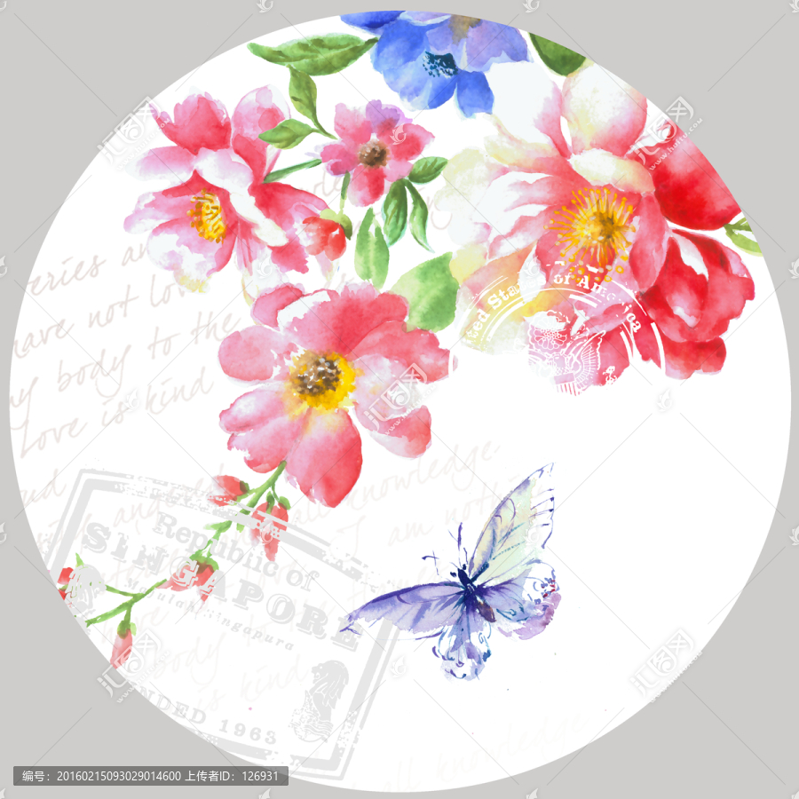 手繪花卉裝飾畫,分層