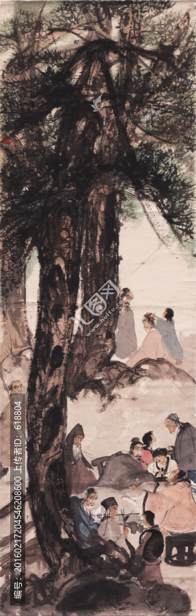傅抱石,九老圖