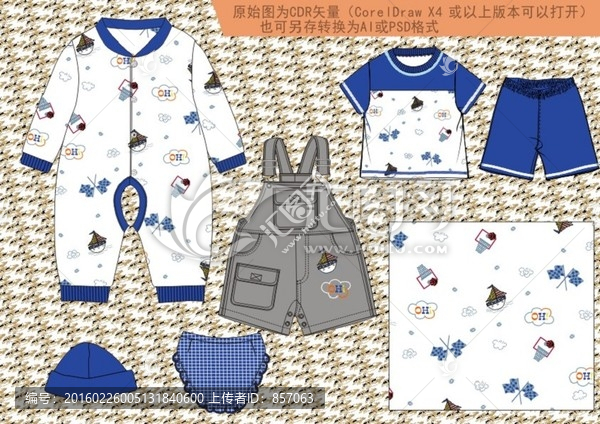 baby爬服設(shè)計(jì)手稿,連體衣
