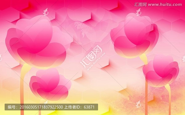浪漫溫馨矢量花朵電視背景墻
