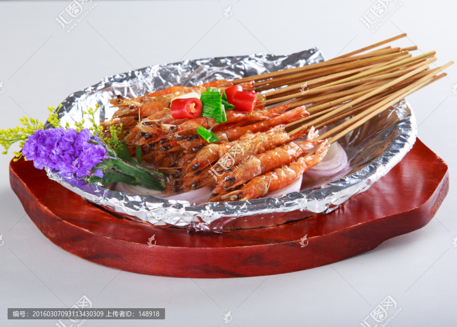 铁板串烤虾