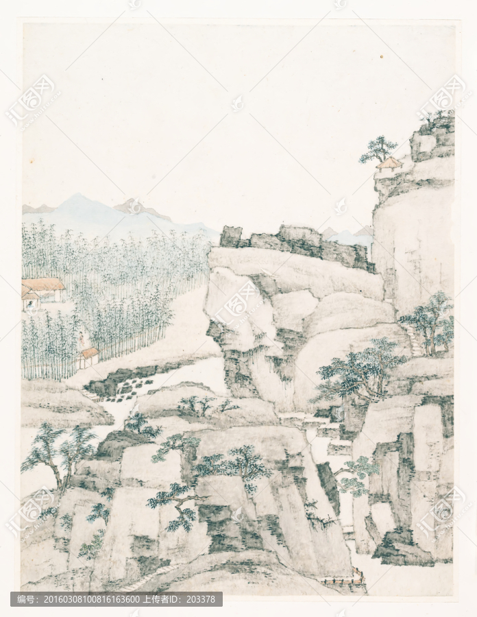 清,蕭云從,山水冊頁高清圖