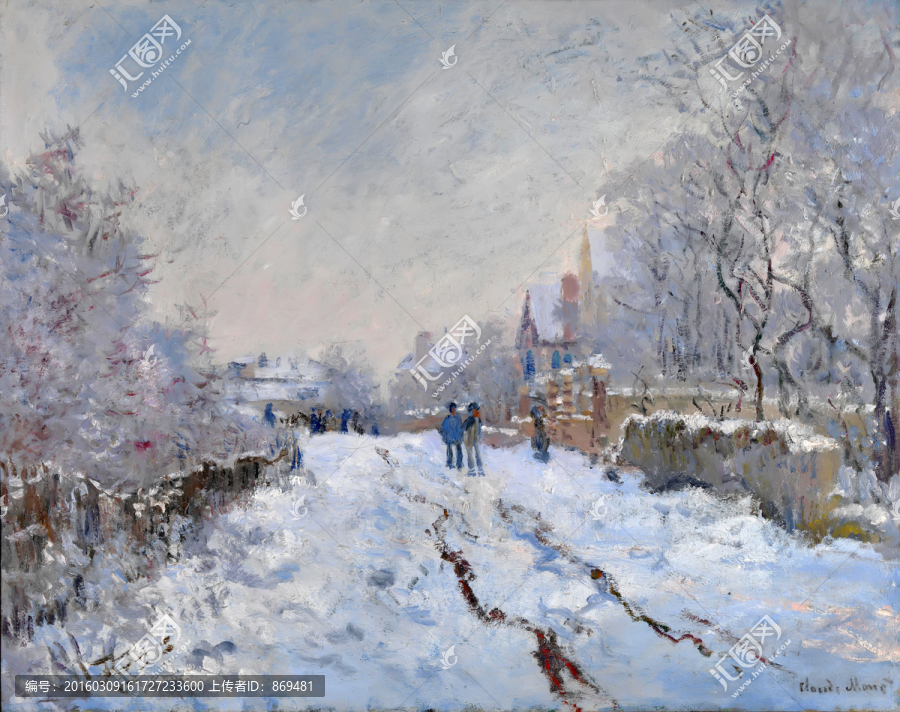 莫奈,阿讓特伊雪景,未分層