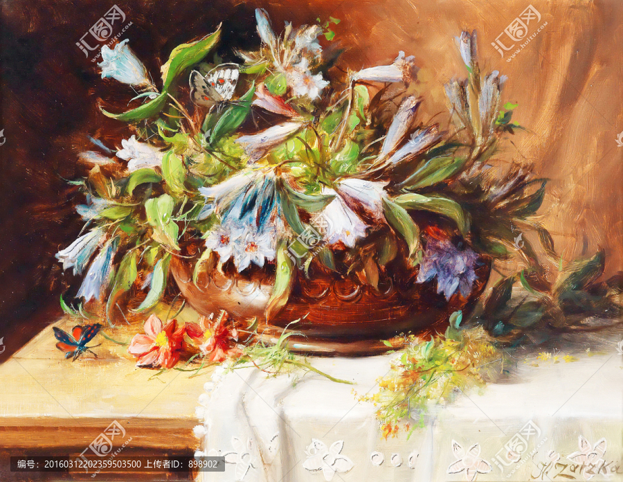 古典花卉靜物油畫