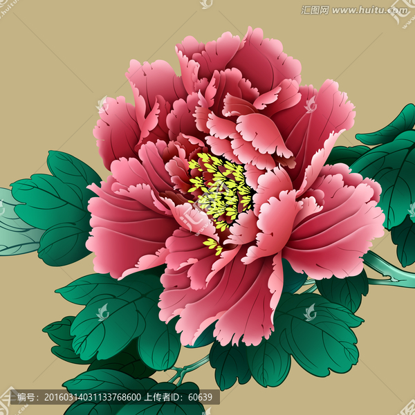 工筆畫,牡丹