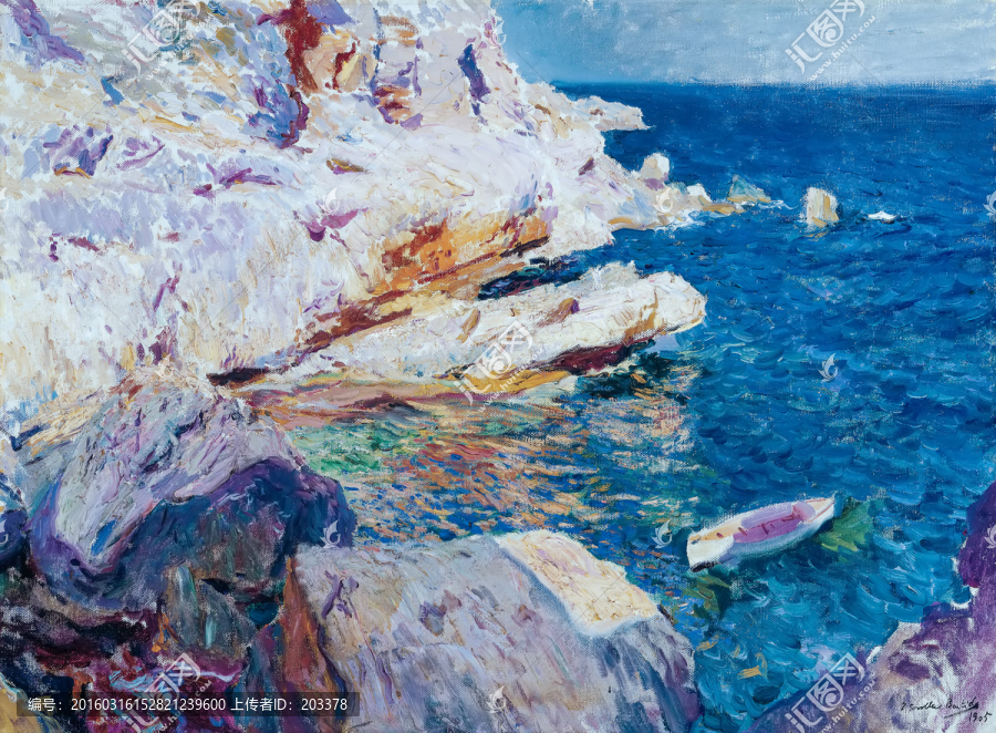 華金索羅拉,海岸抽象油畫