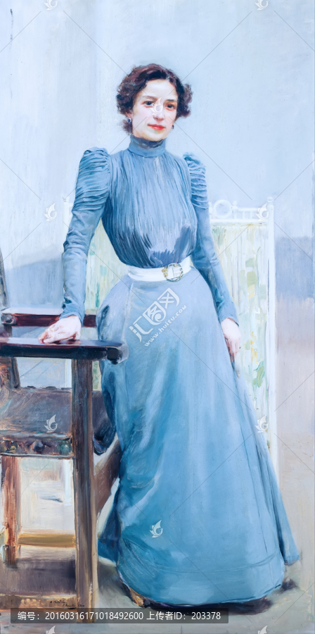 华金索罗拉,女性肖像油画