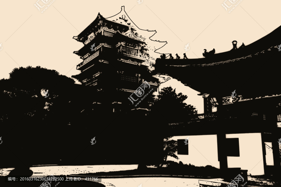 水墨抽象滕王閣