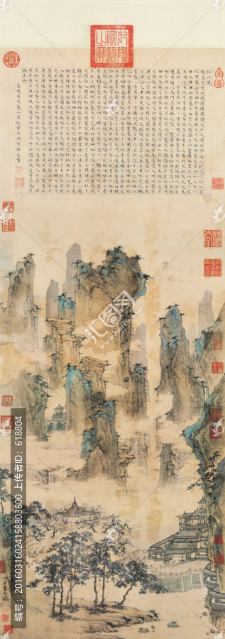 明,仇英,仙山樓閣圖軸