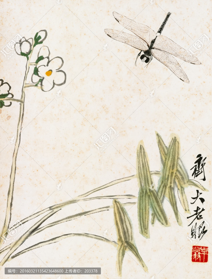 齊白石,蜻蜓花草高清作品