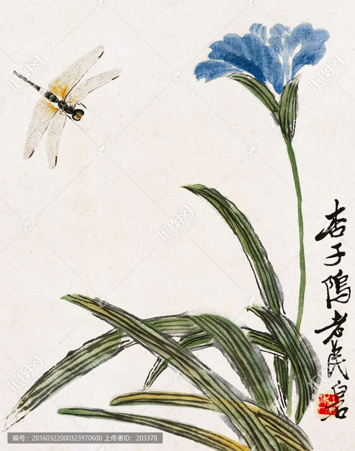 齊白石,蜻蜓花草高清作品