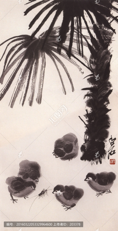 齊白石,棕櫚小雞