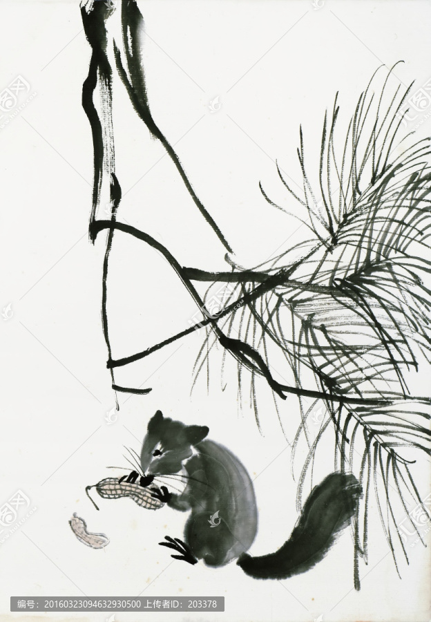 齊白石花生松鼠圖