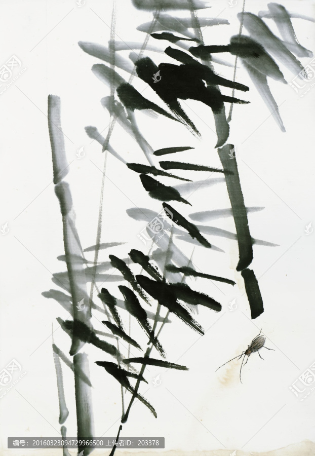 齊白石,水墨竹子高清圖