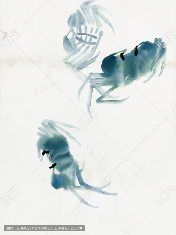齊白石,墨蟹圖高清