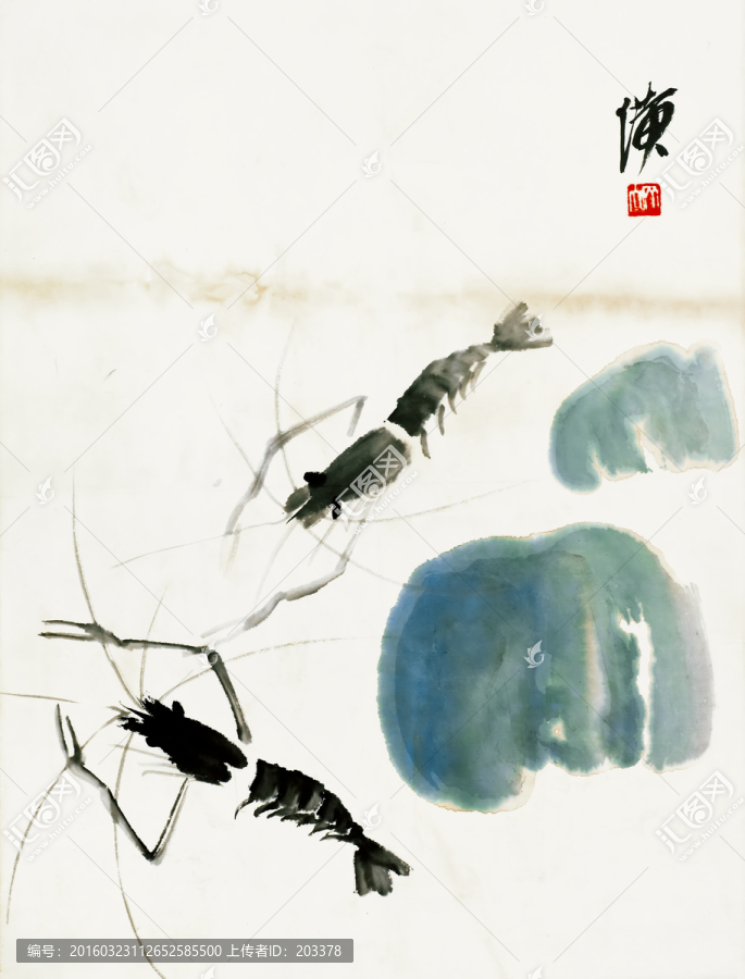 齊白石,群蝦高清圖